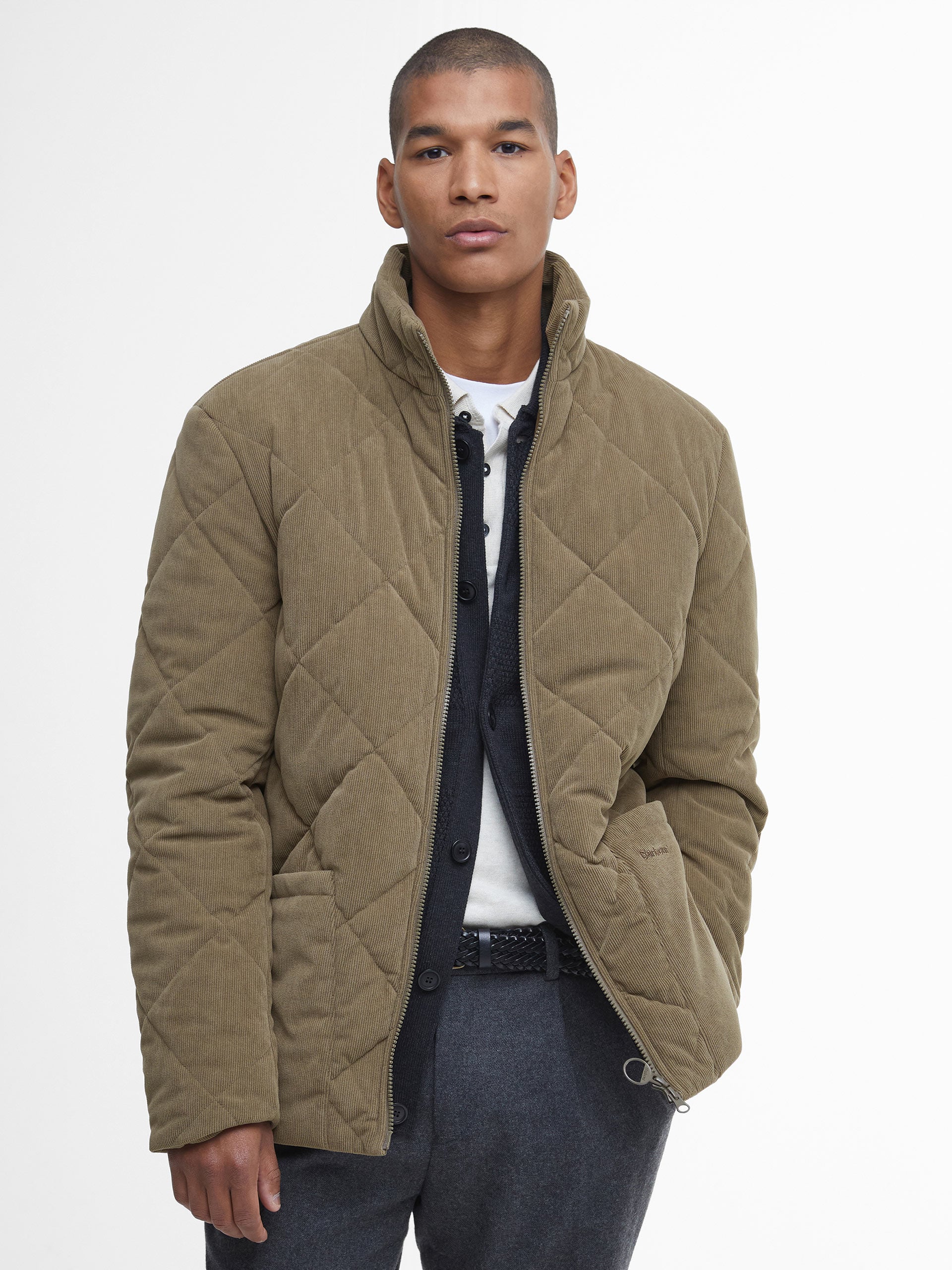 Tailored Fit Brown Corduroy Liddesdale Quilted Jacket