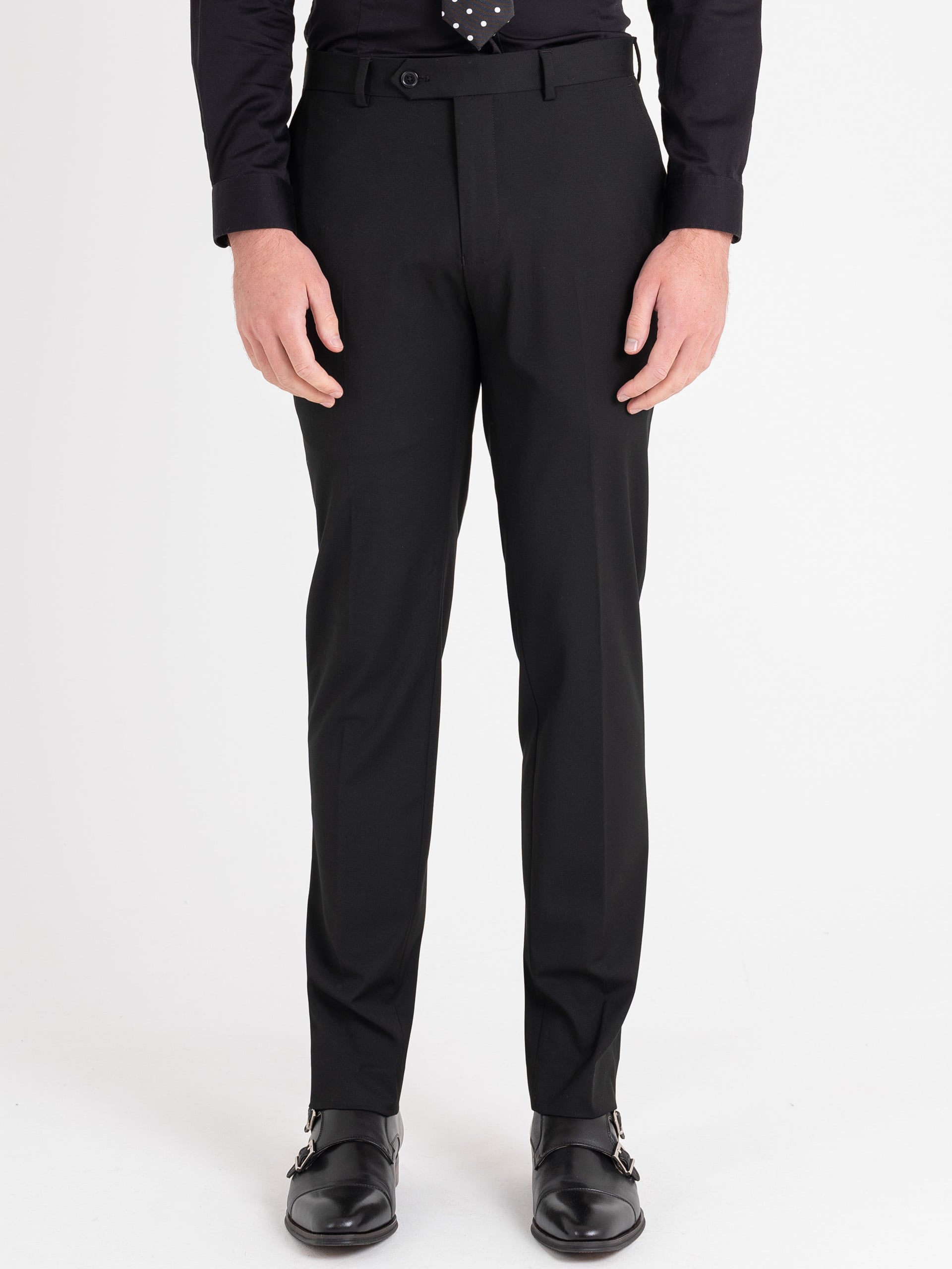 Slim Fit Black Plain Trousers 28 S