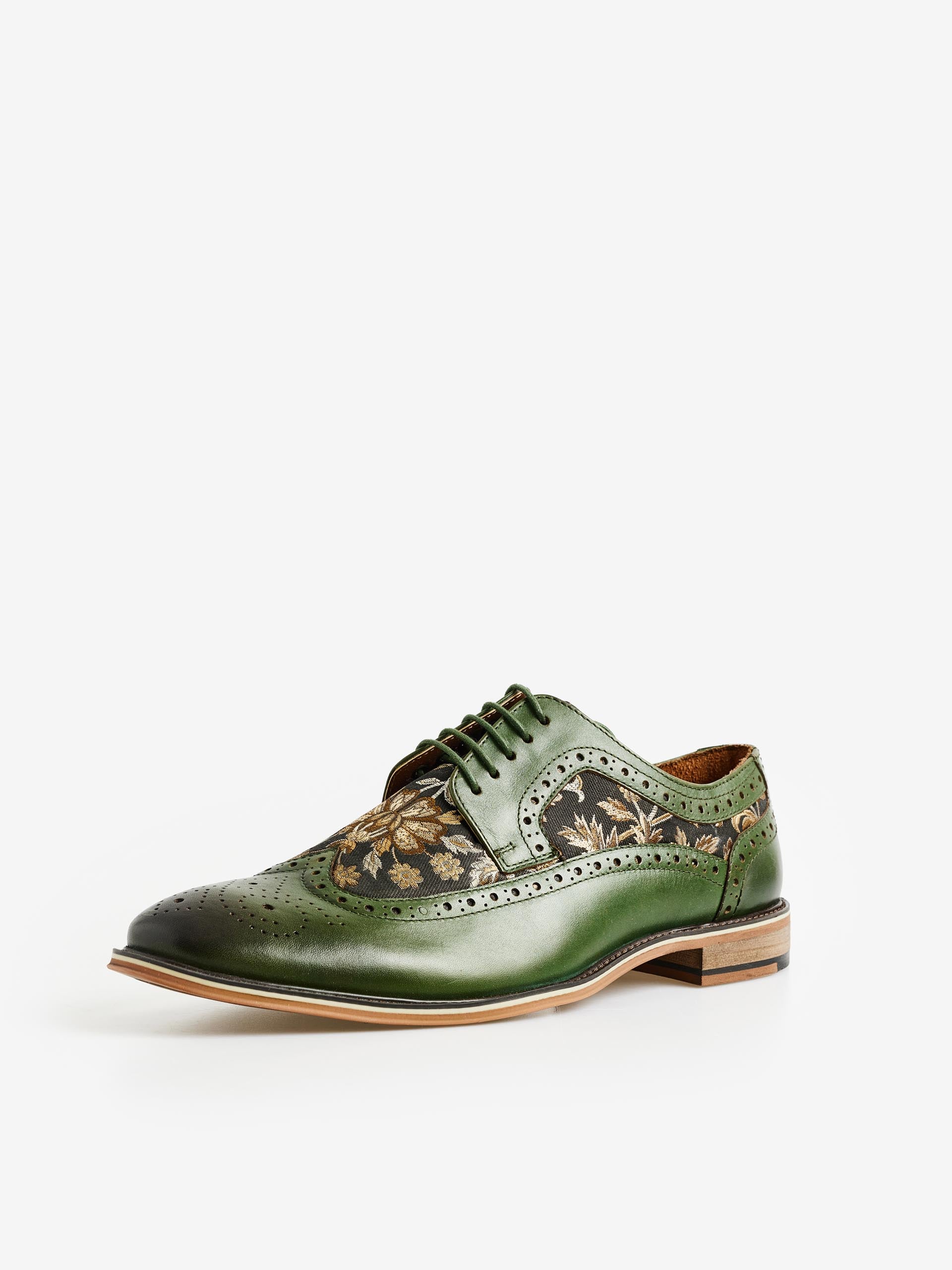 Lace Up Brogues With Floral Insert 7