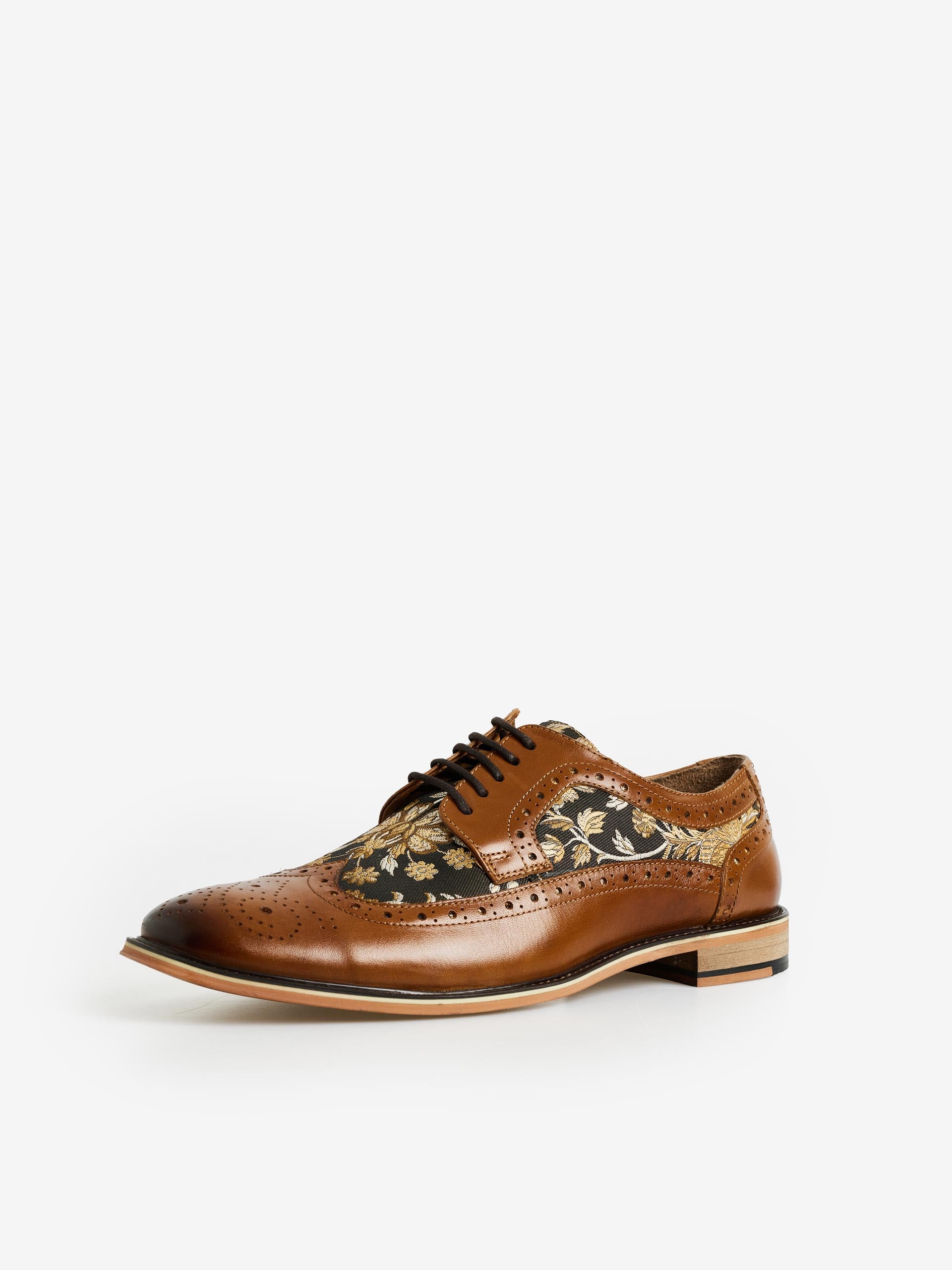 Lace Up Brogues With Floral Insert