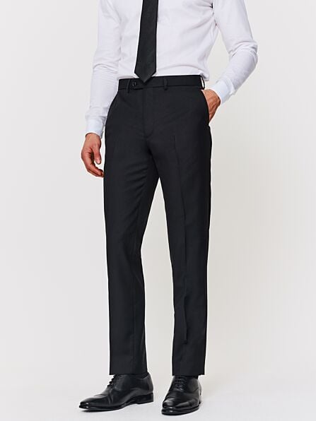 Regular Fit Black Plain Trousers