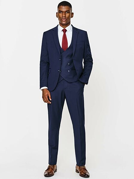 Skinny Fit Navy Plain Three Piece Suit