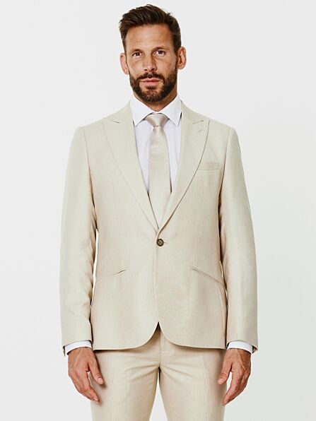 Slim Fit Beige Two Piece Suit