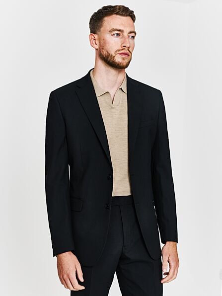 Slim Fit Black Plain Two Piece Suit