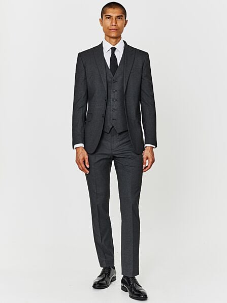 Slim Fit Charcoal Plain Three Piece Suit