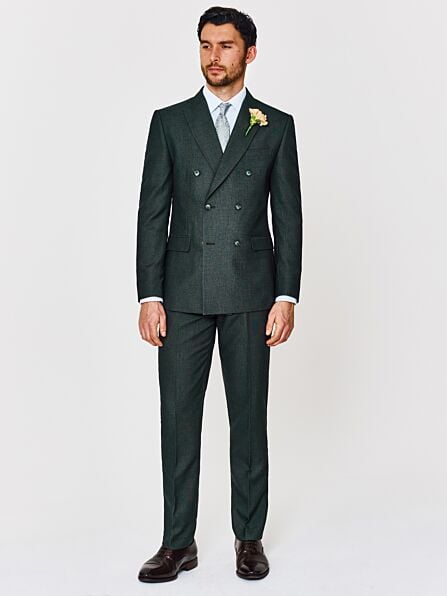 Tailored Fit Dark Green Fleck Double Breasted Two Piece Suit