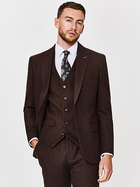 Tailored Fit Brown Tweed Three Piece Suit
