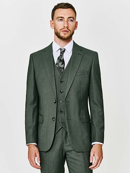 Tailored Fit Green Wedding Three Piece Suit