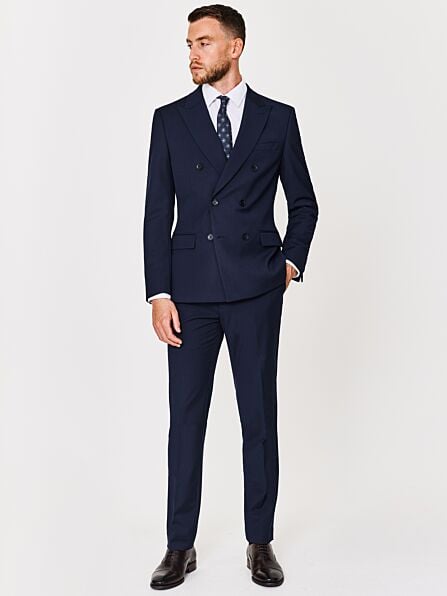 Slim Fit Navy Double Breasted Two Piece Suit