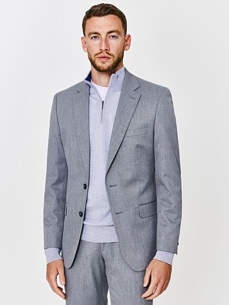 Tailored Fit Light Grey Plain Two Piece Suit