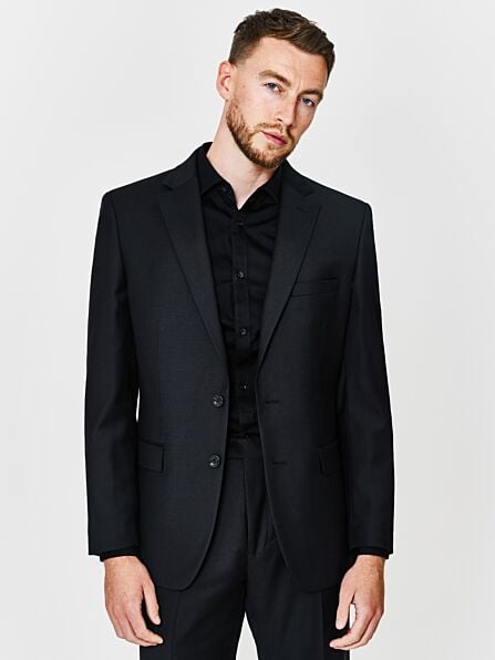 Tailored Fit Black Plain Two Piece Suit
