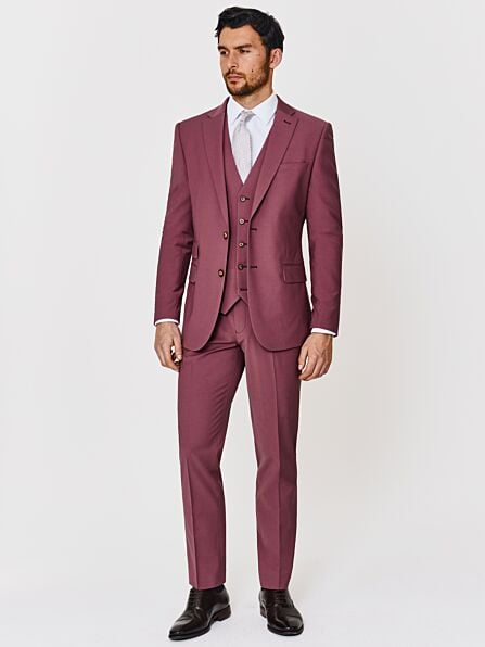 Tailored Fit Pink Plain Three Piece Suit