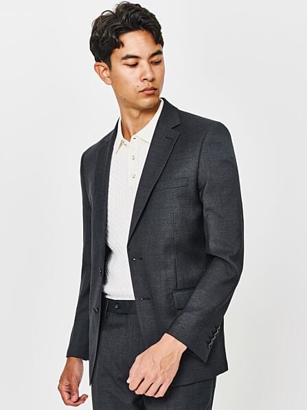 Tailored Fit Charcoal Plain Two Piece Suit