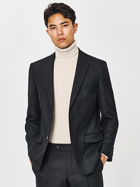 Tailored Fit Plain Charcoal Two Piece Suit