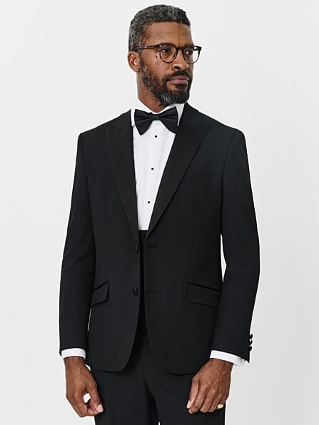 Tailored Fit Black Three Piece Tuxedo