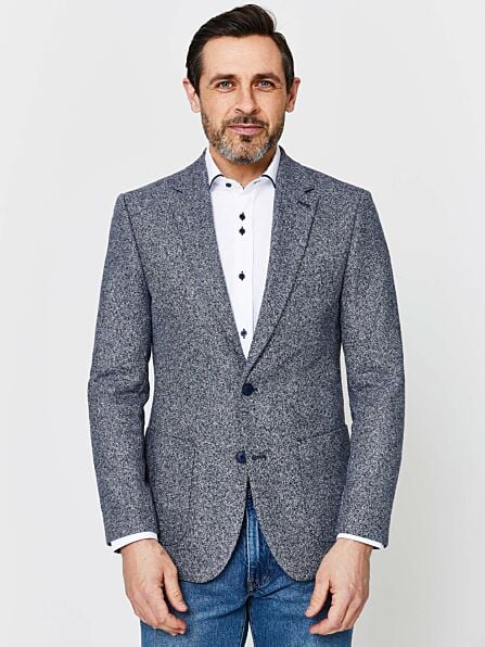 Tailored Fit Blue Herringbone Tweed Blazer