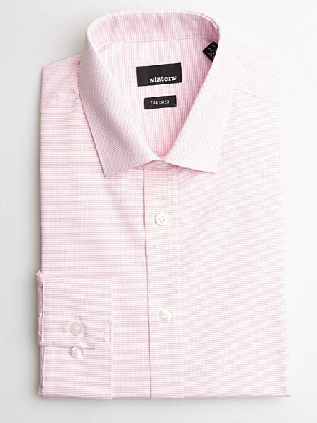 Tailored Fit Pink Oxford Long Sleeve Shirt