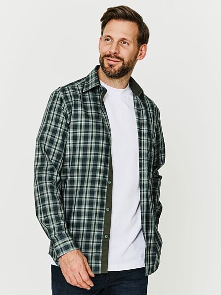 Regular Fit Green & Blue Check Long Sleeve Shirt