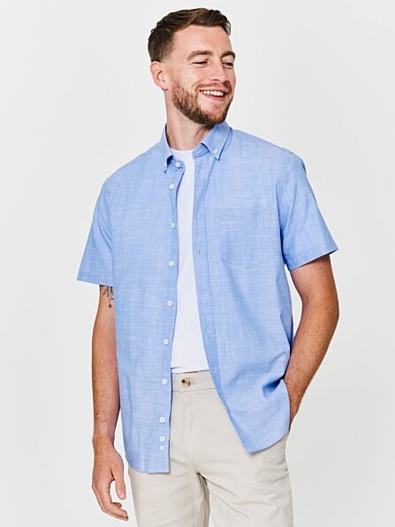 Regular Fit Linen-Look Short Sleeve Shirt