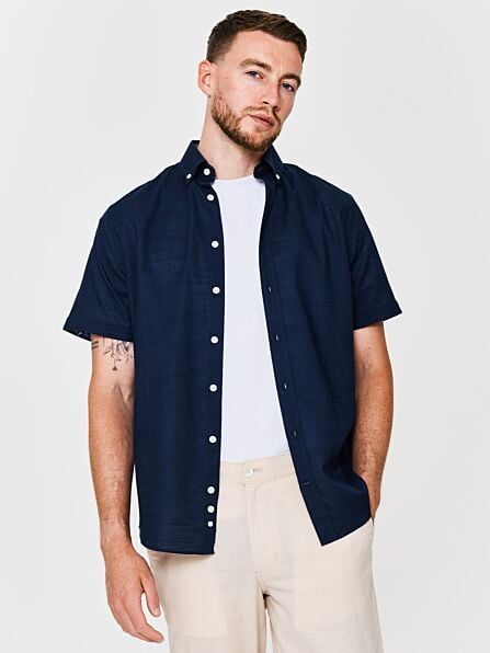 Regular Fit Linen-Look Short Sleeve Shirt