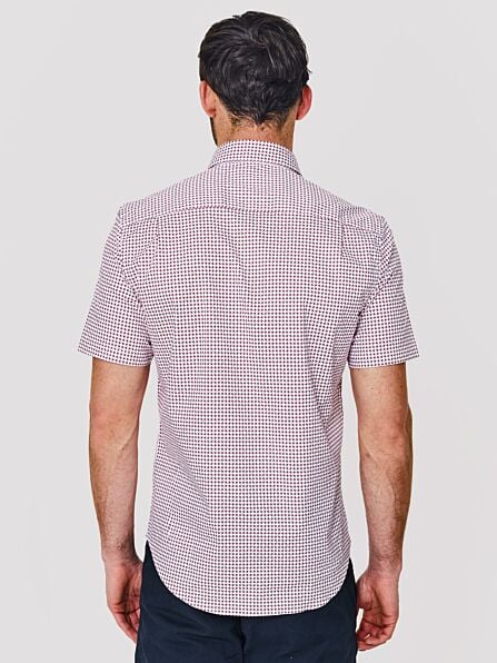 Tailored Fit Red Jake Geometric Short Sleeve Shirt