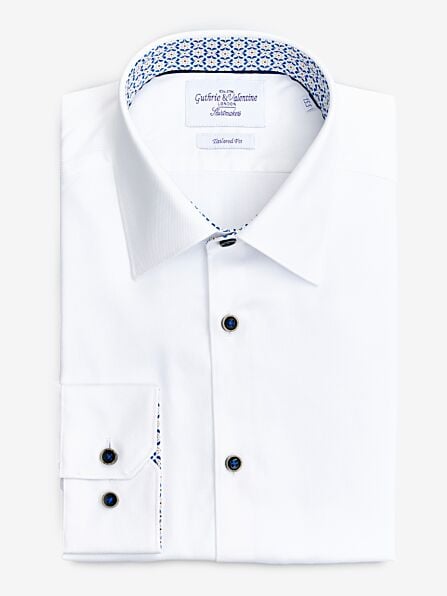 Tailored Fit White Twill Long Sleeve Shirt