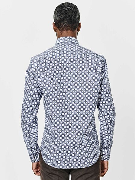 Tailored Fit Blue Foulard Long Sleeve Shirt