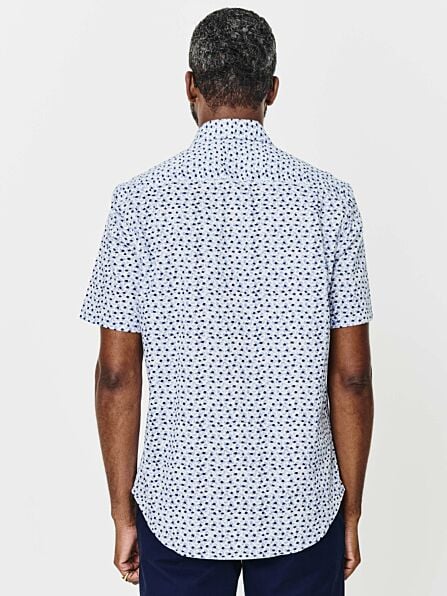 Tailored Fit Blue Floral Short Sleeve Shirt