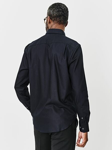 Tailored Fit Black Oxford Long Sleeve Shirt