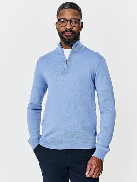 Merino Wool Quarter Zip Knitted Jumper