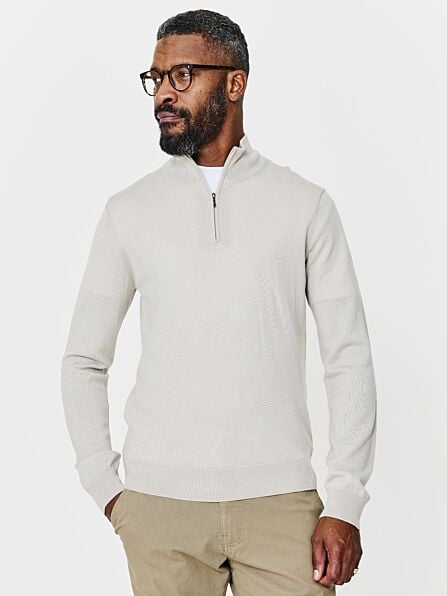 Merino Wool Quarter Zip Knitted Jumper