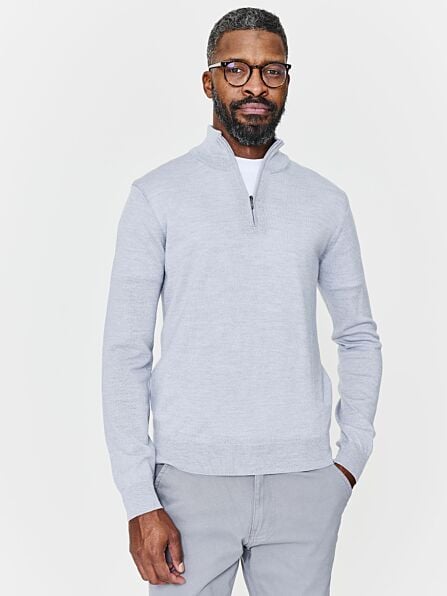 Merino Wool Quarter Zip Knitted Jumper