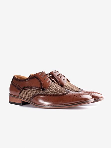Durham Lace Up Brogues With Tweed Insert