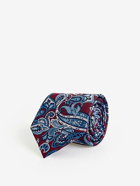 Classic Wine & Blue Vintage Paisley Tie