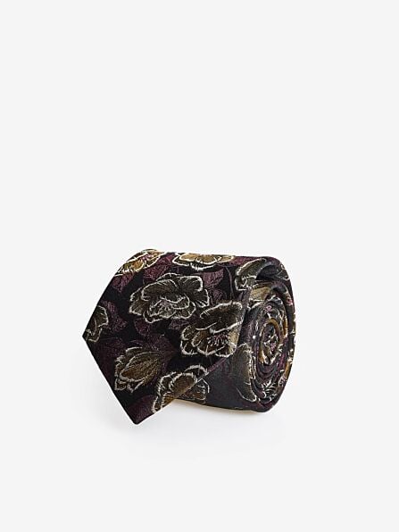 Classic Burgundy & Gold Floral Tie