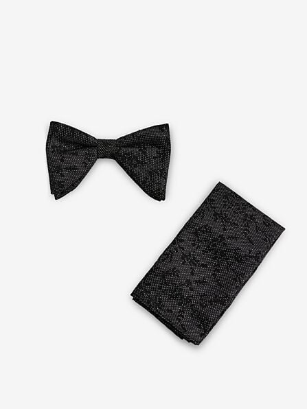Lurex Floral Trail Bow Tie & Pocket Square Set