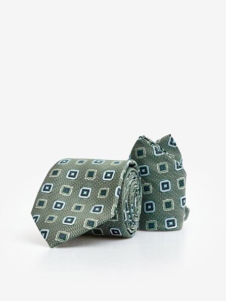 Classic Geometric Tie & Pocket Square Set