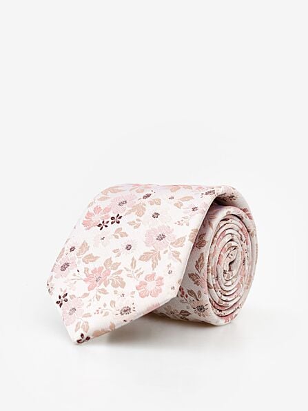 Classic Pink Floral Silk Tie