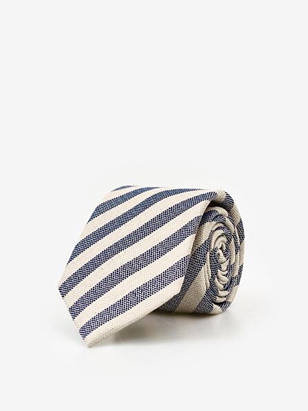 Classic Stripe Linen Silk Mix Tie