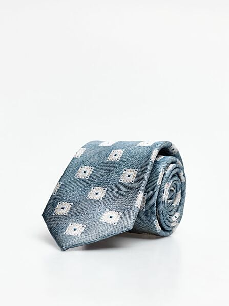 Slim Blue Foulard Silk Tie