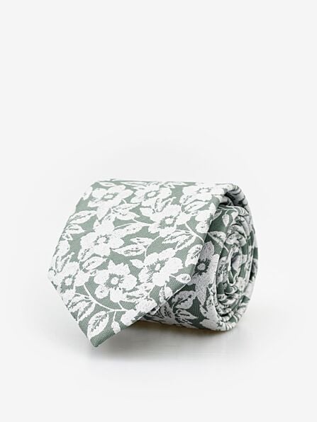 Modern Slim Green Floral Tie