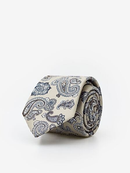Modern Slim Ecru Paisley Tie
