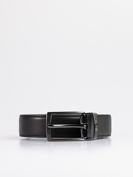 Black Croc Leather Reversible Belt