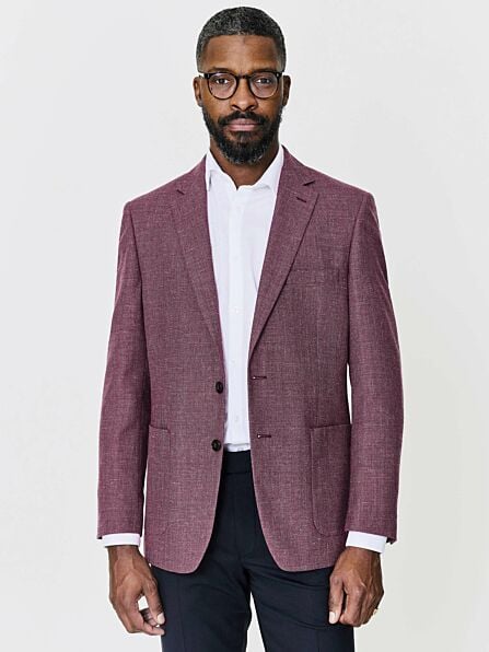 Tailored Fit Raspberry Textured Blazer