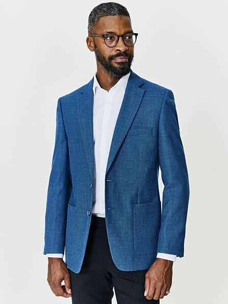 Tailored Fit Blue Textured Blazer