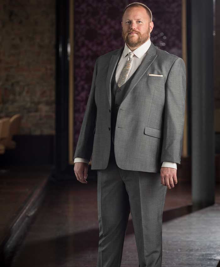 Big menswear grey three piece suit