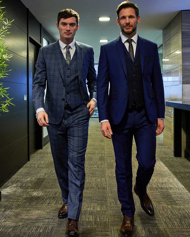 mens 3 piece blue and navy work suits 