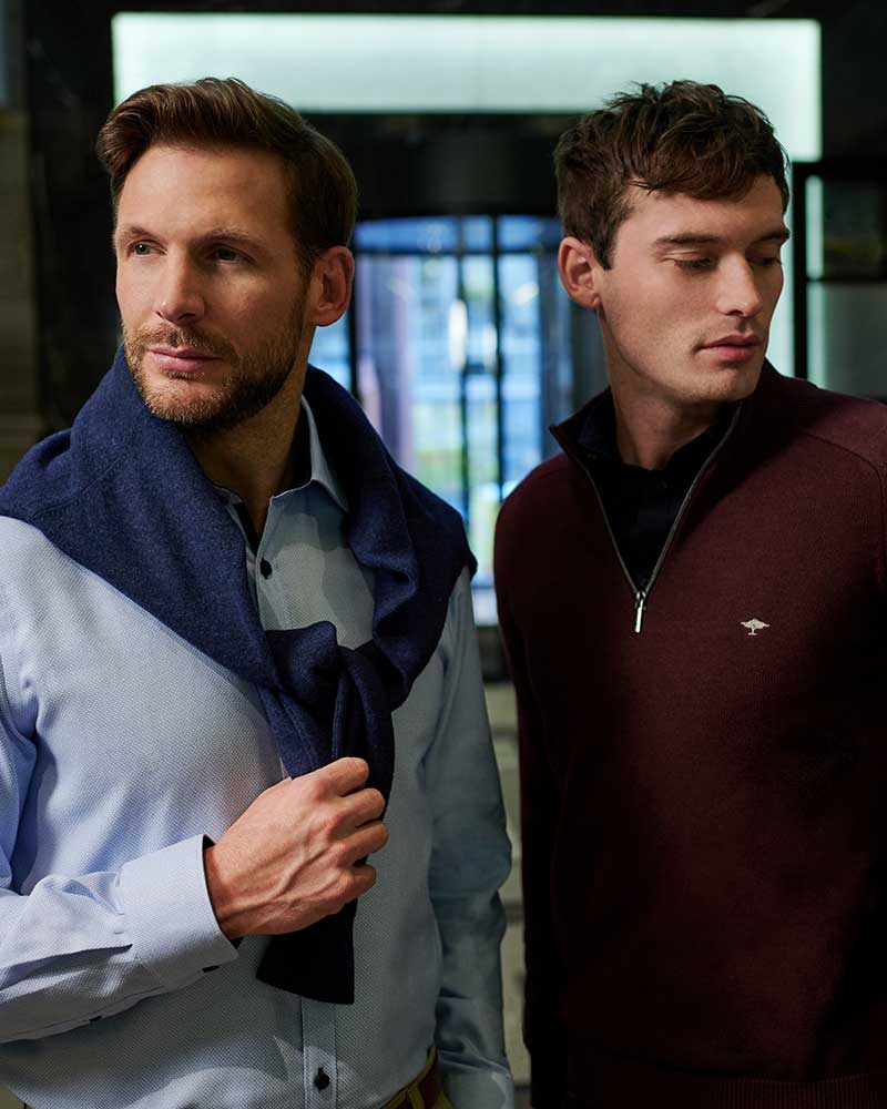 mens burgundy and blue knitwear