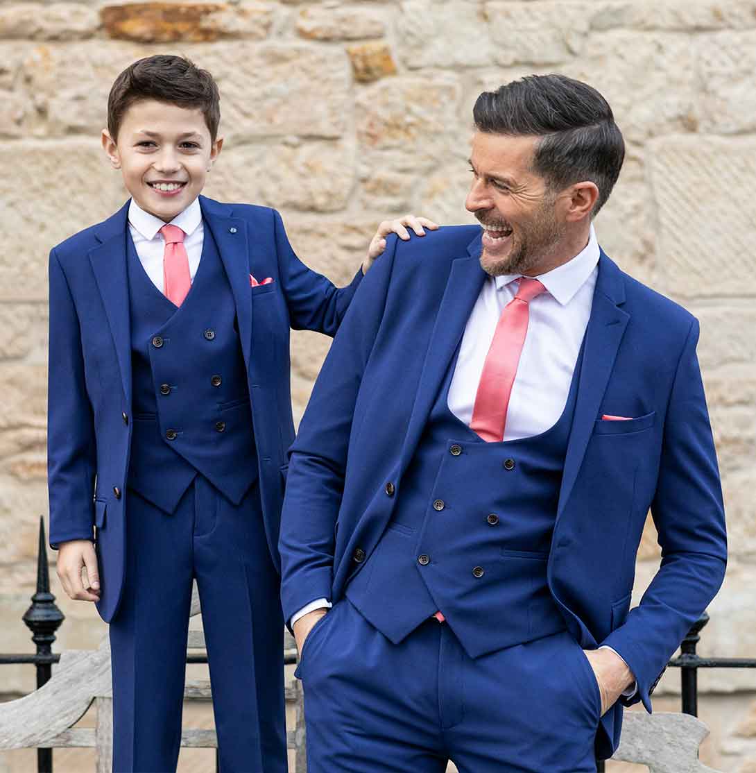 Matching boys and adult wedding suit